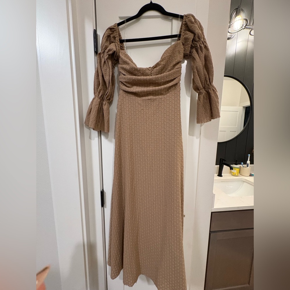 Worth Collective Corrine Bump-Friendly Brown Dress